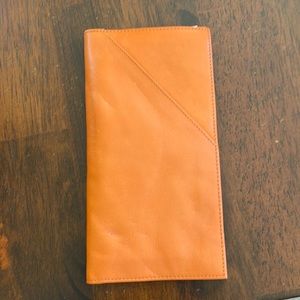 Ro-el orange leather passport travel wallet